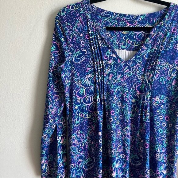 LILLY PULITZER Sz S Aubrey UPF 50 Multi Floral Tropical Pleated Dress - Picture 3 of 12